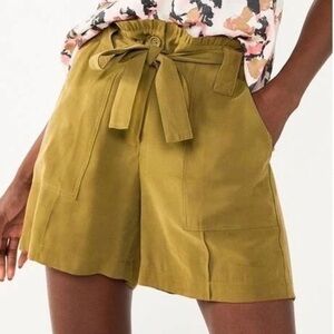 Nine West Olive Green Coquette Preppy Women's Utility Tie-Waist Shorts